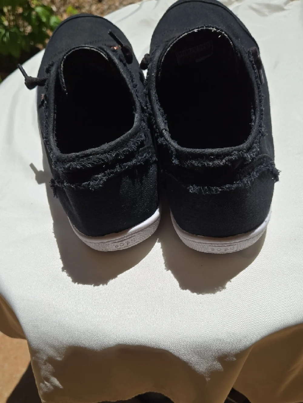 BOBS from Skechers Women's Black Canvas Lace-Up Sneakers with White Soles - Picture 5 of 7